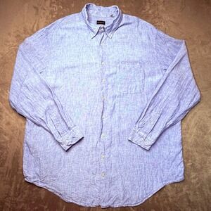 Rochester Shirt Mens 2XLT Blue 100% Linen Long Sleeve Button Up Resort Beach